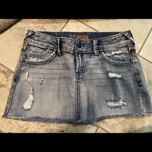 Express Distressed Denim Mini Skirt
